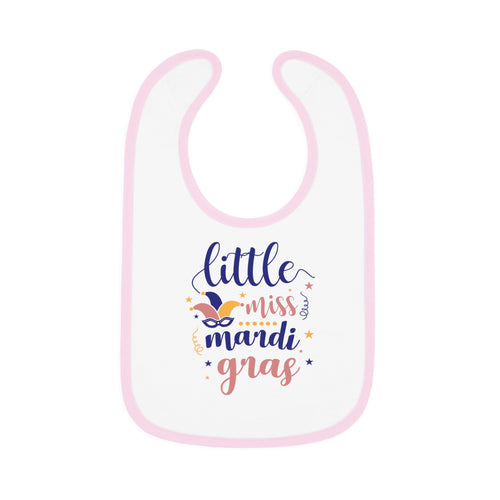 Little Miss Mardi Gras Baby Contrast Trim Jersey Bib