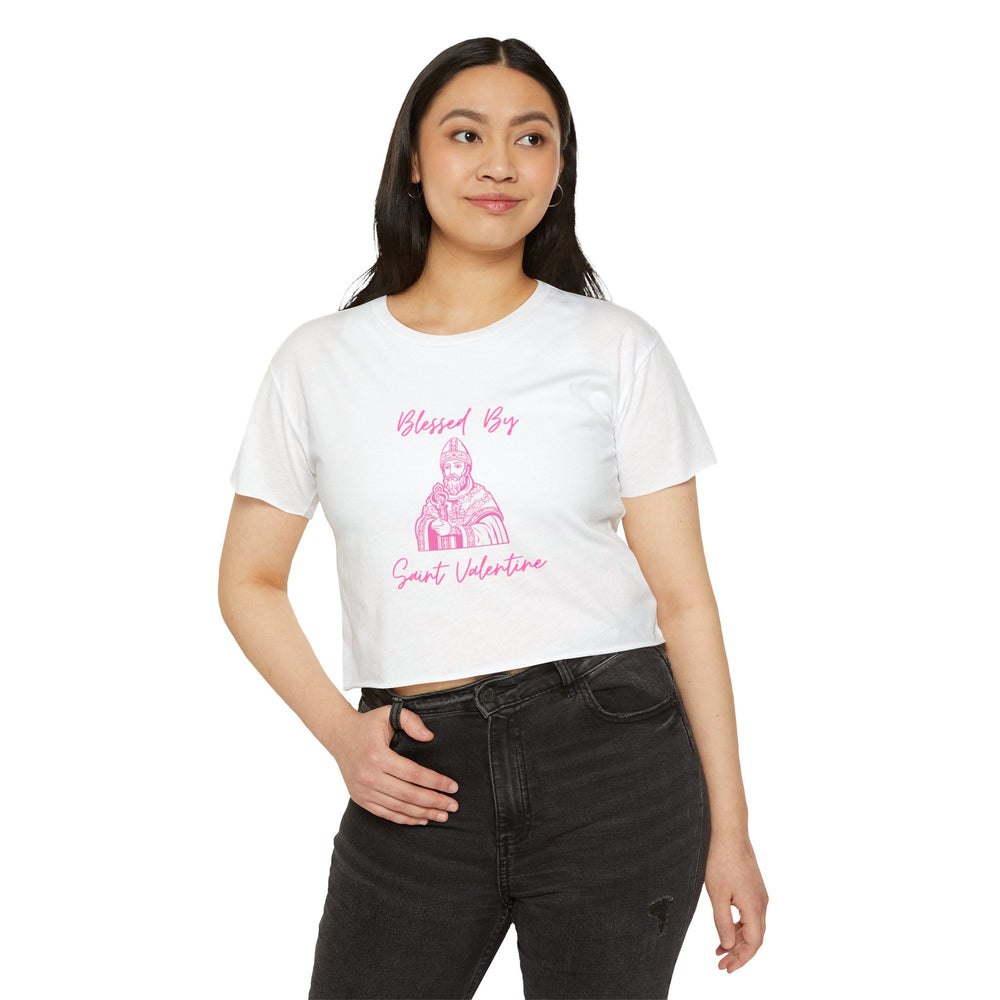Blessed By Saint Valentine Women's Crop Tee