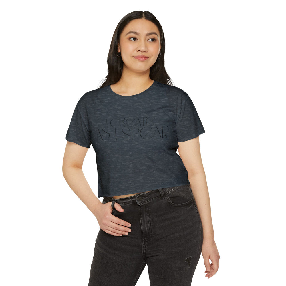 🎤 I Create As I Speak – Women’s Festival Crop Tee