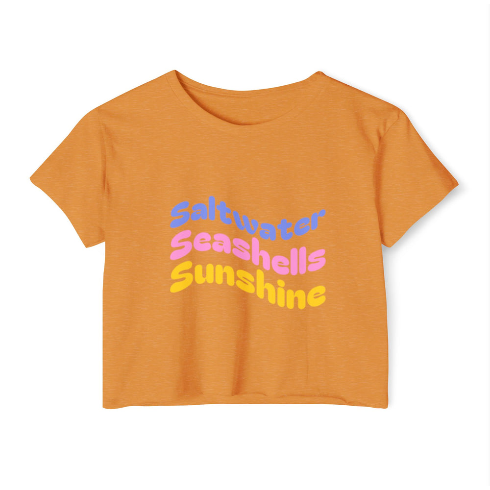 Saltwater, Seashells, Sunshine Women's Festival Crop Top