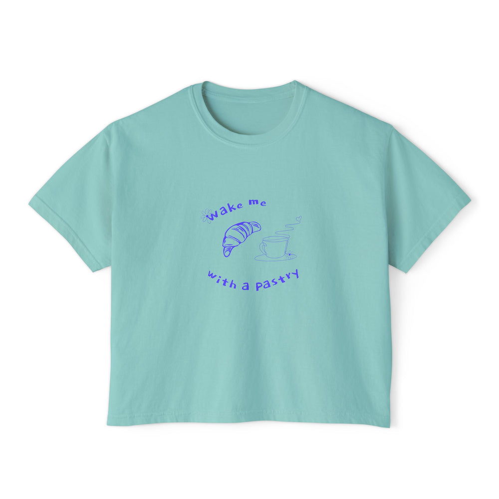 Wake Me With a Pastry – Cozy Boxy Tee for Spring & Summer