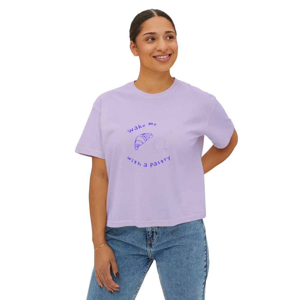 Wake Me With a Pastry – Cozy Boxy Tee for Spring & Summer