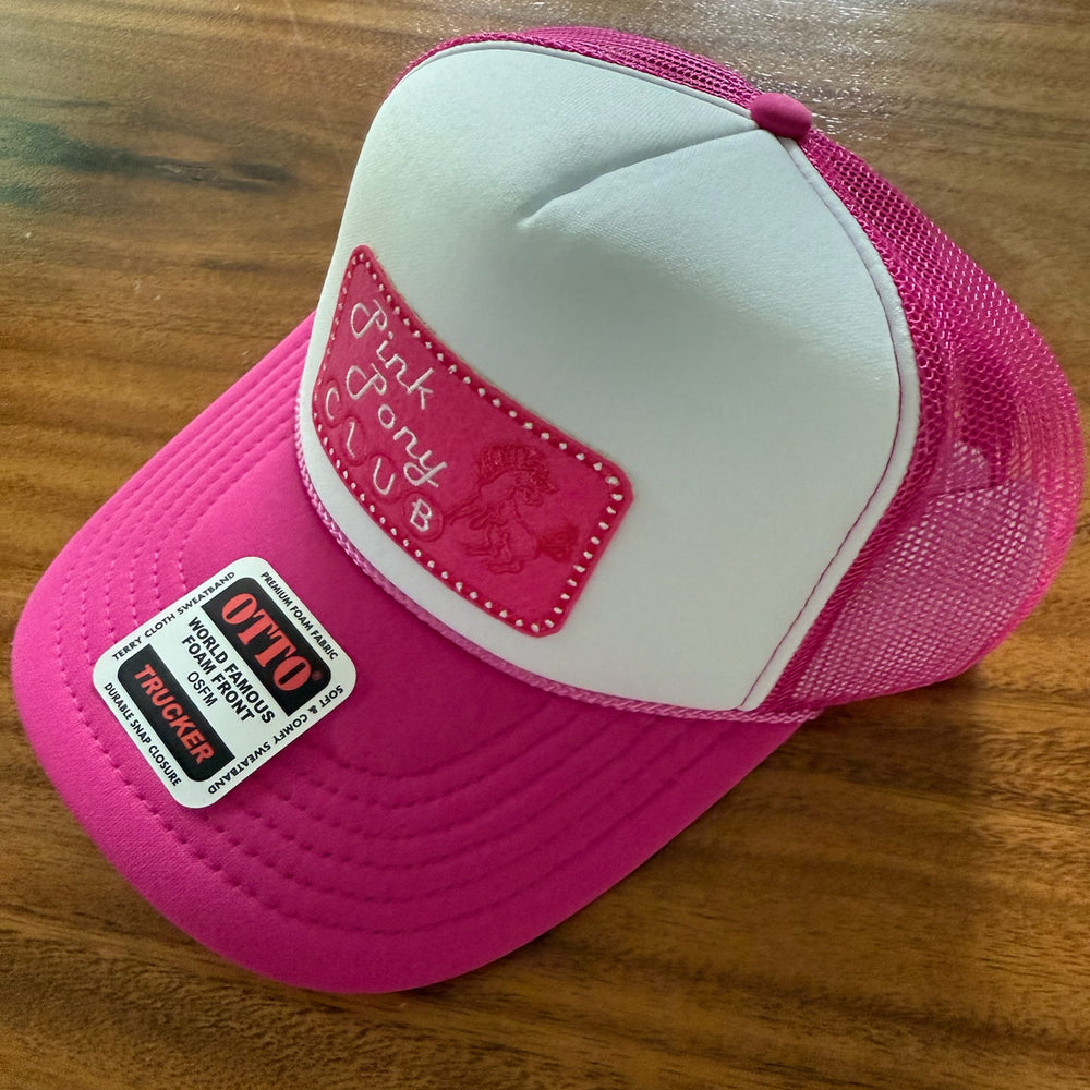 Pink Pony Club White & Pink Trucker Hat